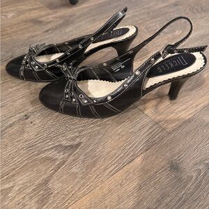 Nickels Black Heels with Silver Accents